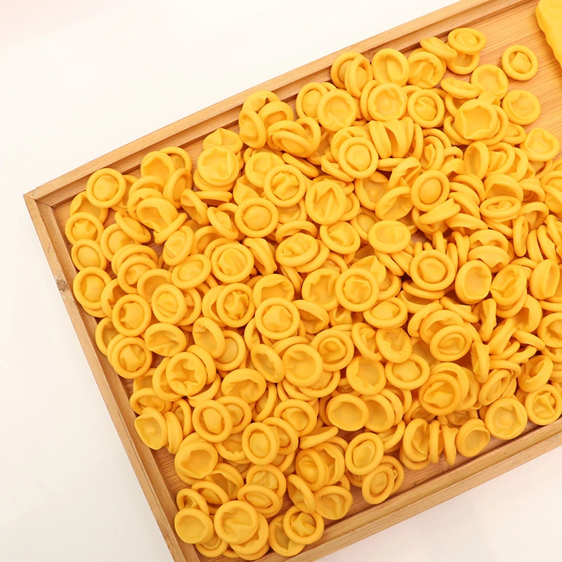 مكافحة ساكنة البيج المطاط اللاتكس مهود الاصبع ، الأكمام المطاط على نحو سلس ، قفازات السلامة البلاستيكية للساعة ، 500g