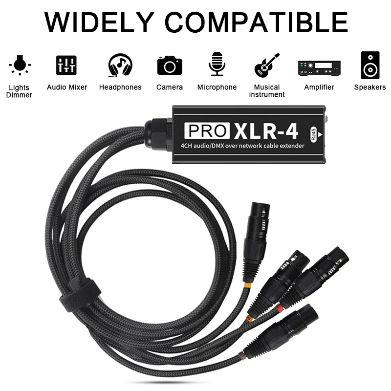 XLR to RJ45 4 Channel Audio Extender STP Cat5 Cat6 Cat7 Network Signal Extender for Stage Sound and Lighting Recording Studio