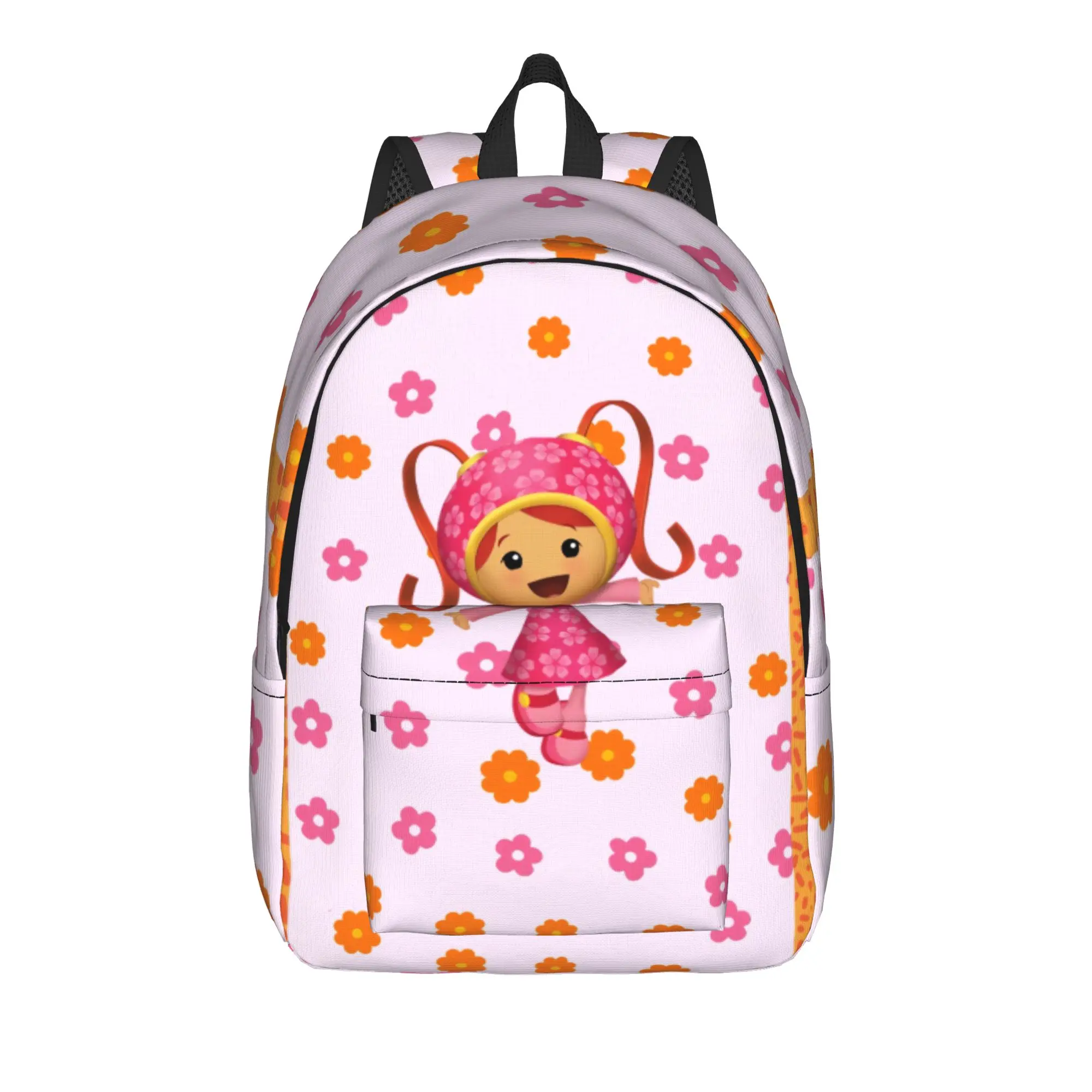 Pink Floral Team Umizoomi Backpack  Camping Backpacks Unisex Elegant School Bags High Quality Durable Rucksack