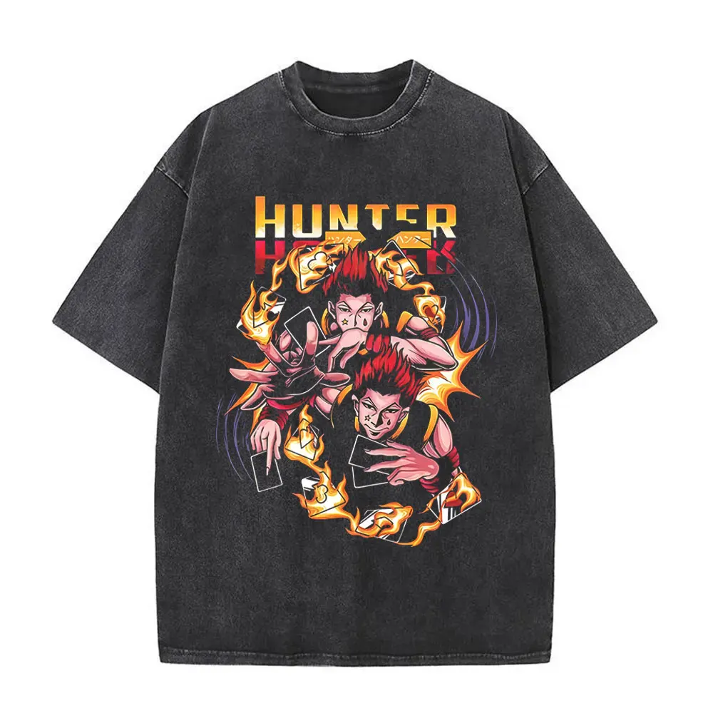 

Washed Vintage Anime Hunter X Hunter Hisoka Graphic T-shirt Men Women Casual Retro Cotton T-shirts Male Manga Oversized T Shirts