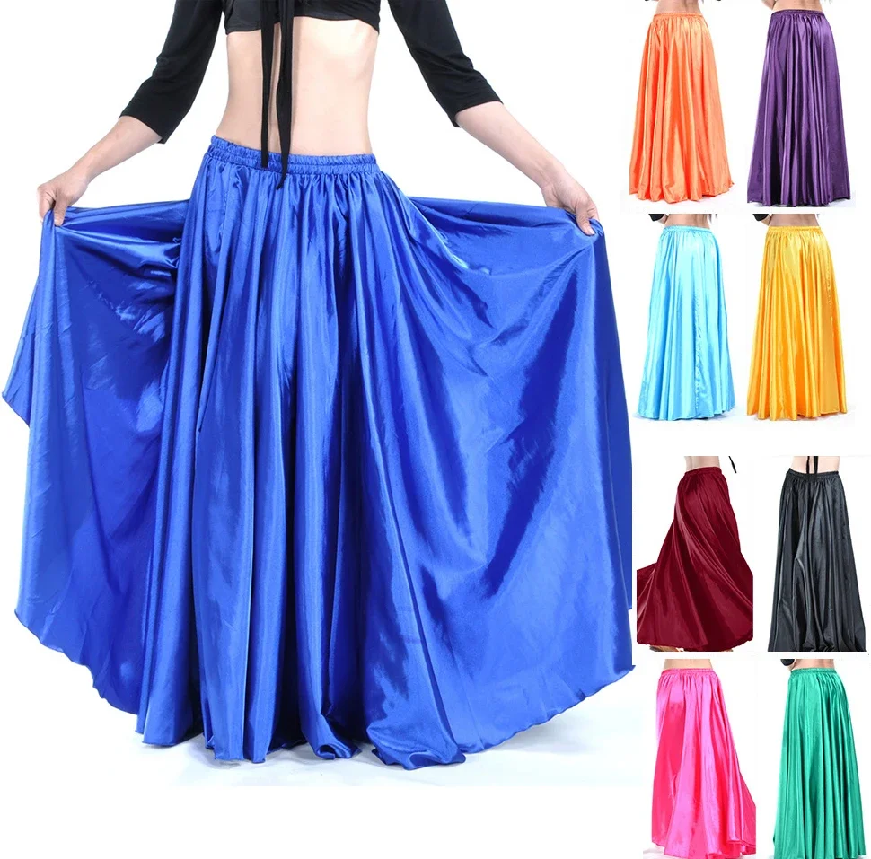 Gonna di danza del ventre da donna Costume da performance Abiti professionali di danza del ventre Gonne in raso a cerchio completo Gonna da flamenco Taglie forti