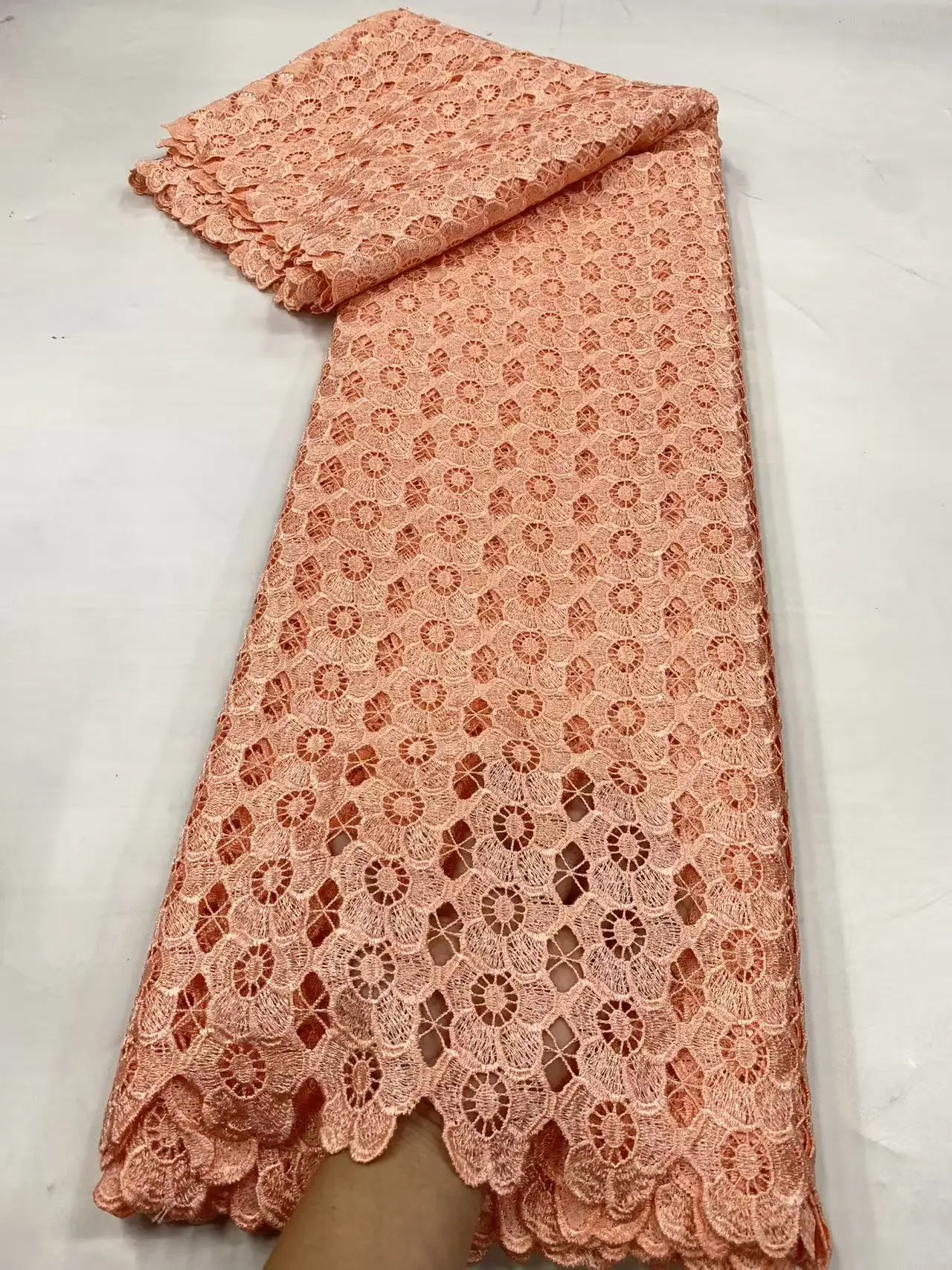 African Nigerian Guipure Wedding Tulle Lace Fabric, Party Dress Stones for Sewing, Water Soluble, High Quality 5Yards Net H172-1