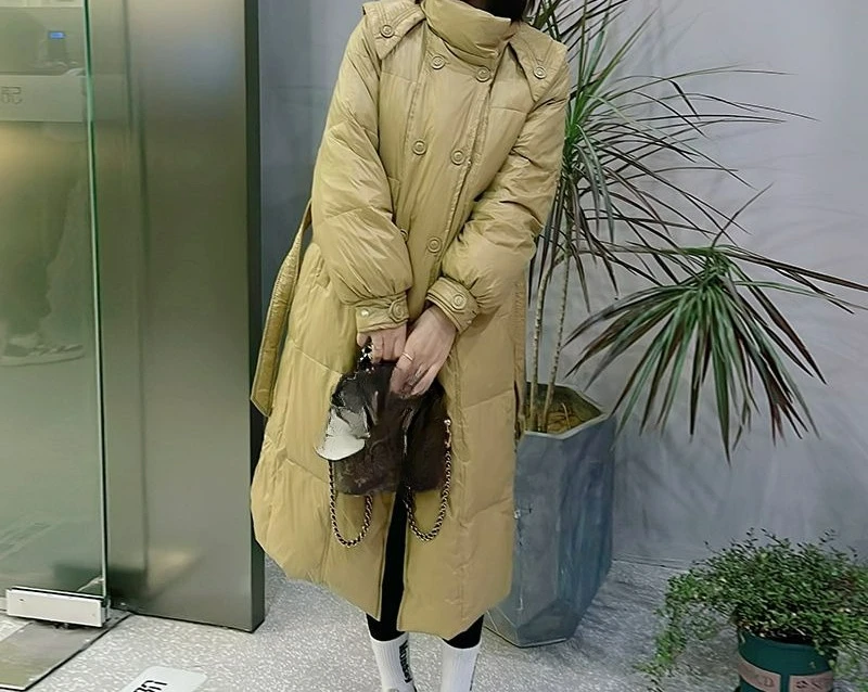 2025 Down Jacket Women's Winter New Women's Clothing Medium and Long Waist Belt Anti-season Coat