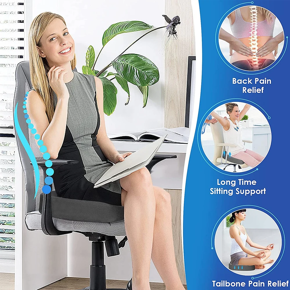 Office Chair Seat Cushion Pillow for Back,Sciatica Chair Cushion,Coccyx Cushion,Chair Support Cushion & Tailbone Pain Relief Pad