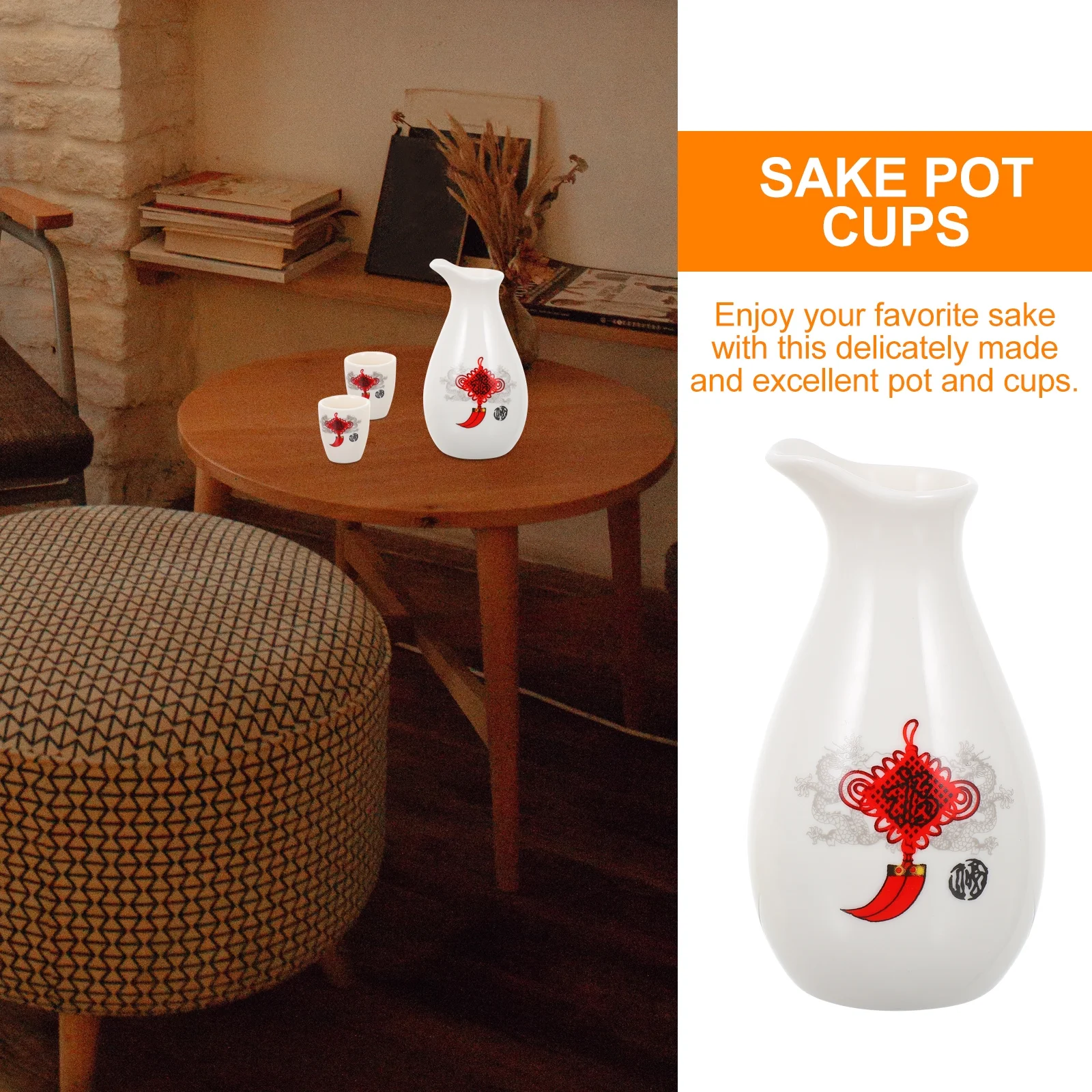 

1 комплект керамических сервировочных чашек для саке с принтом, элегантный дизайн, подходит для чая, воды, вина, вечеринки, чашек для саке