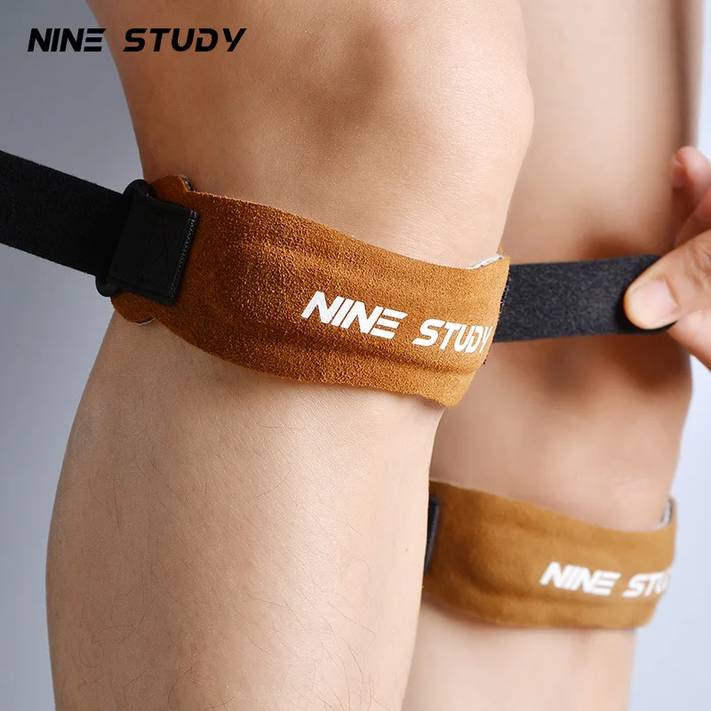 1PCS Leather Adjustable Patella Knee Tendon Strap Kneepad support professional protector Pad Belted Sports Knee Brace Cowhide