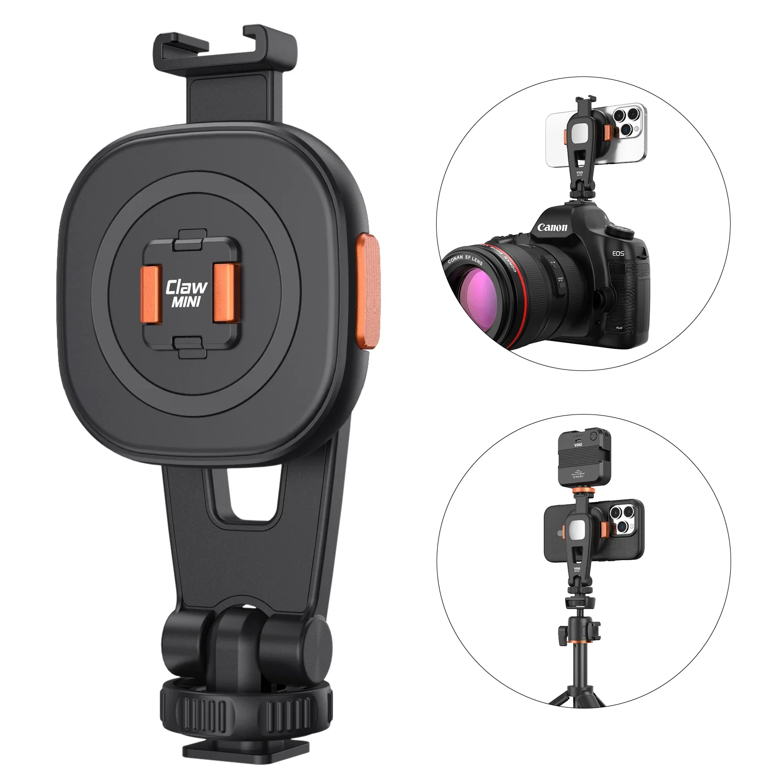 Vrig Uurig Magnetic Magsafe Phone Holder Claw Mini Magnetic Quick Release Holder with Cold Shoe Mount Adapter for Tripod