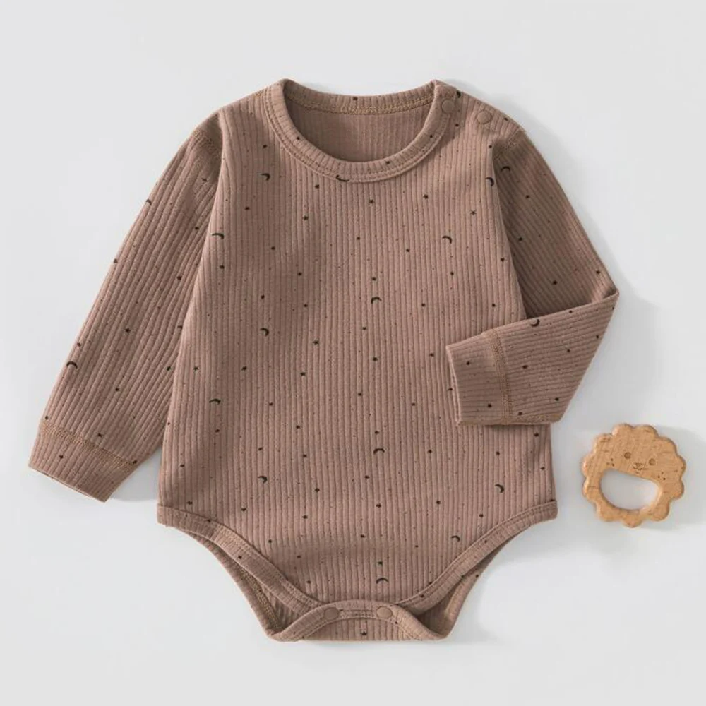 Baby Bodysuits Long Sleeve 100% Cotton Spring Fall Newborn Infant Clothes Star Moon Print Unisex Baby Rompers For Boys Girls