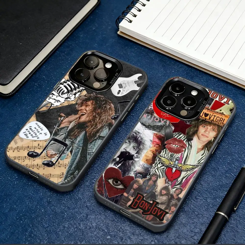 

B-Bon J-Jovi Rock Band Phone Case For iPhone 17,16,15,14,13,12,11 Plus,Pro Max,XS,Colored Silver Plated Inside Cover