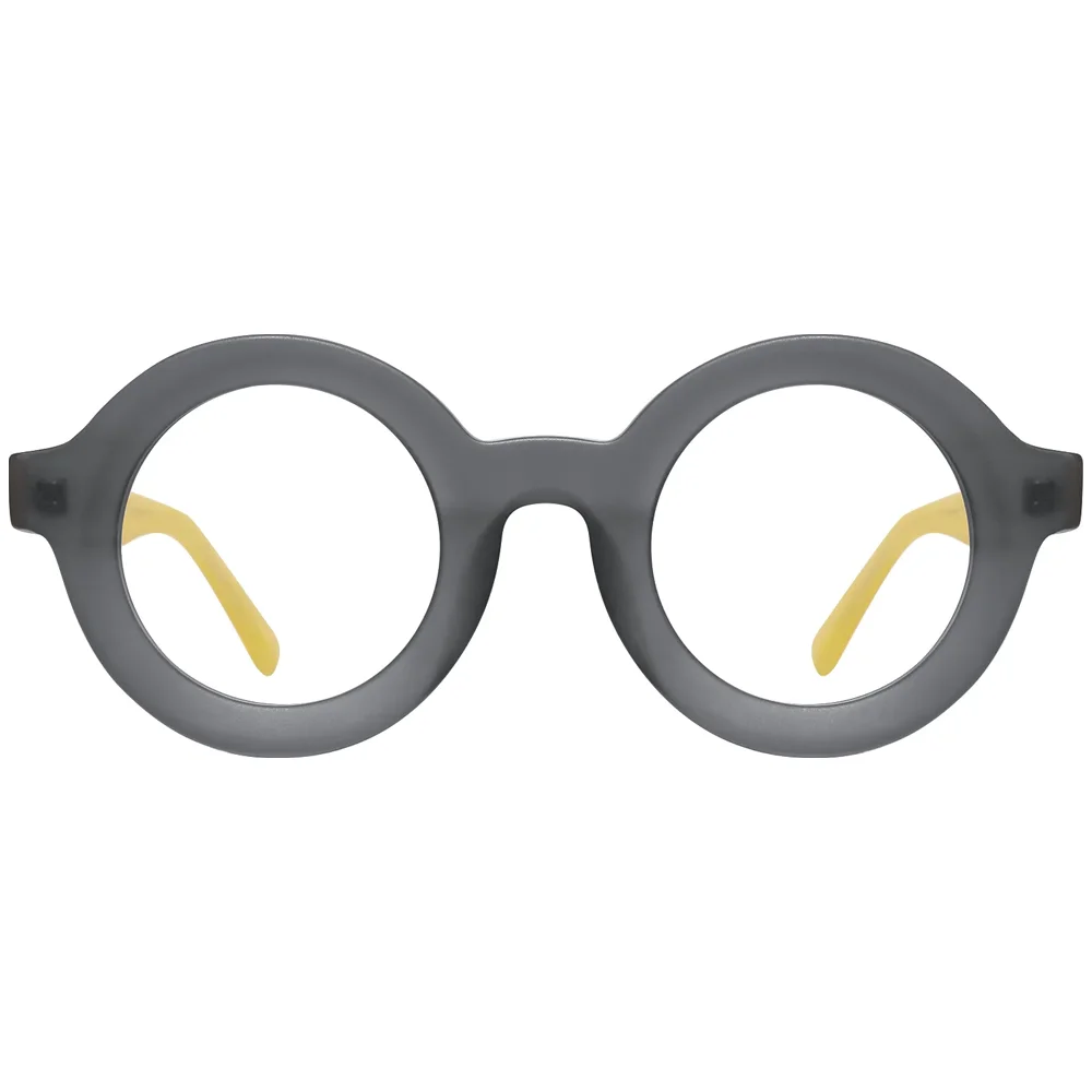 FYTOO Acetate Eyeglass Frames Stylish Unisex Round Full-Rim Optical Frames for Daily & Fashion Wear 23103-C31