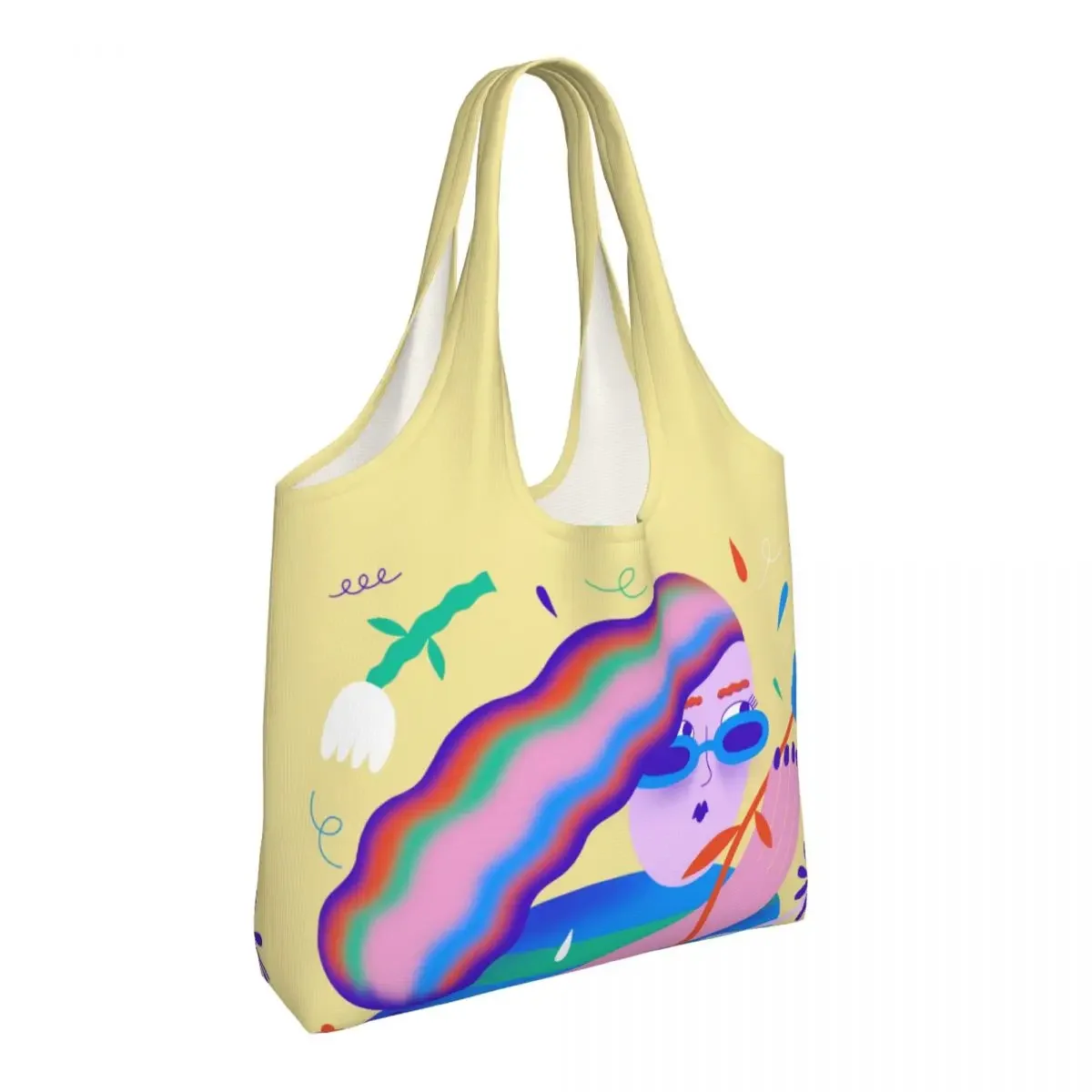 Cute Print Untitled Artwork Shopping Tote Bags Recycling Canvas Shopper Shoulder Street Mmural Art Eldridge Bags Handbags