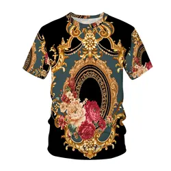 2022 summer hot men's T-shirt baroque style 3D print men's noble T-shirt street fashion casual top o-neck T-shirt 2xs-6xl