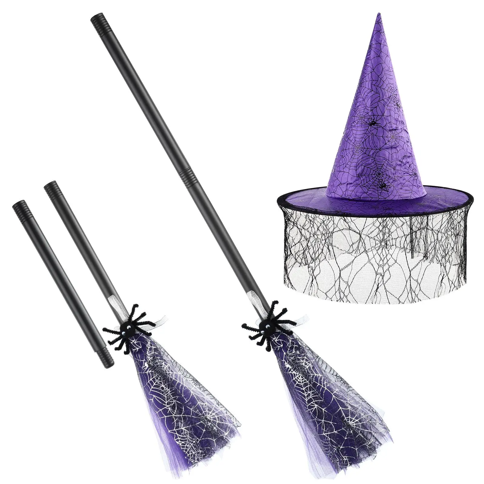 Broom and Hat Halloween Witch Party Favors Hats Broomstick Decorations Costumes for Adults