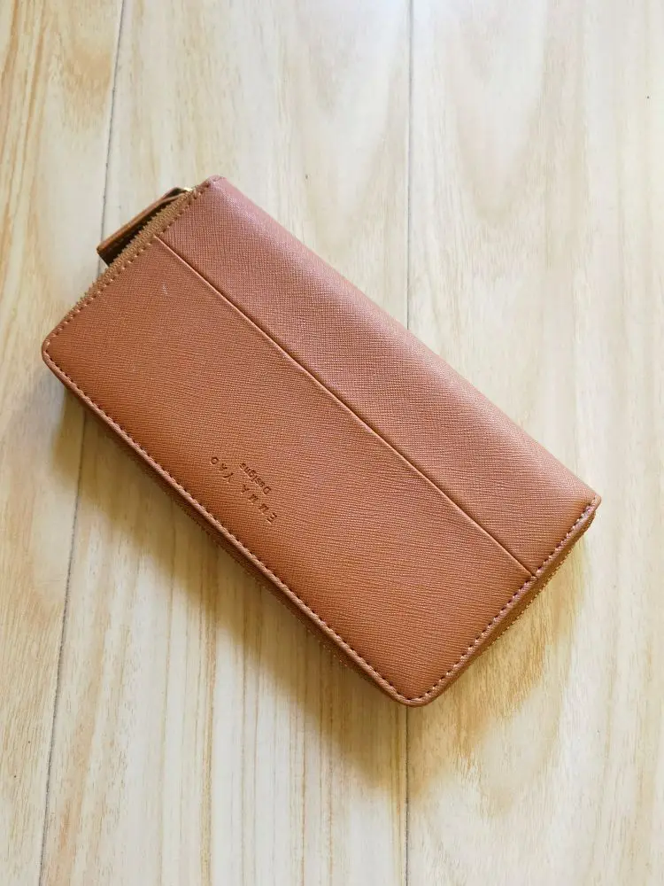 محفظة نسائية طويلة من الجلد الأصلي من EMMA، محفظة عصرية متطابقة الألوان