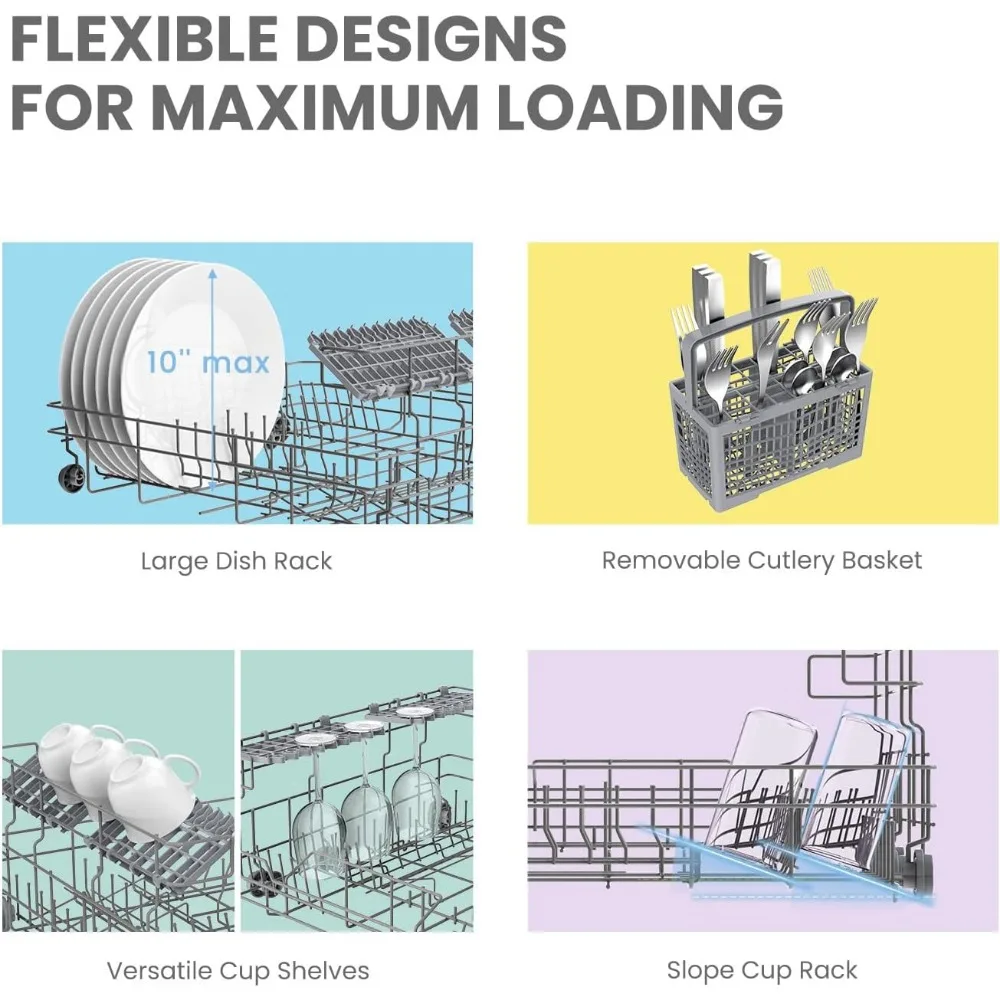 Рабочая посудомоечная машина, портативная посудомоечная машина Energy Star, 6 мест и 8 программ стирки, скорость, уход за детьми