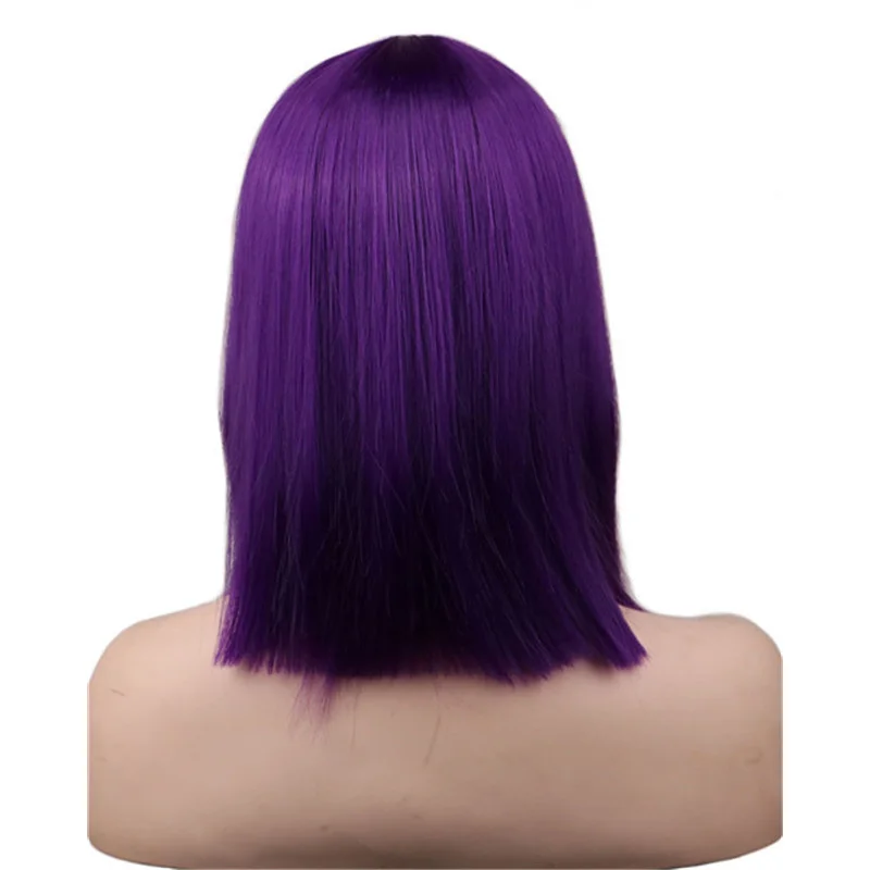 Fear Inside Out Cosplay-Perücke, lila, langes Haar, glattes Haar mit Pony für Frauen, Anime Cos, perfekt für Halloween-Party