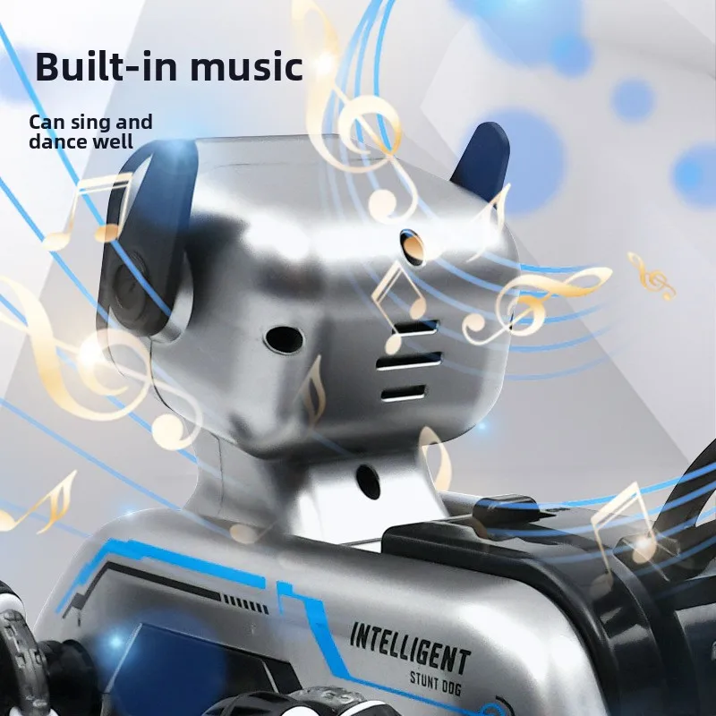 หุ่นยนต์สุนัขบังคับวิทยุอัจฉริยะ/นาฬิกาควบคุม, แปลงร่างได้แปดล้อ, มีเพลงในตัว, ขับเคลื่อนรอบทิศทาง, ของขวัญคริสต์มาส