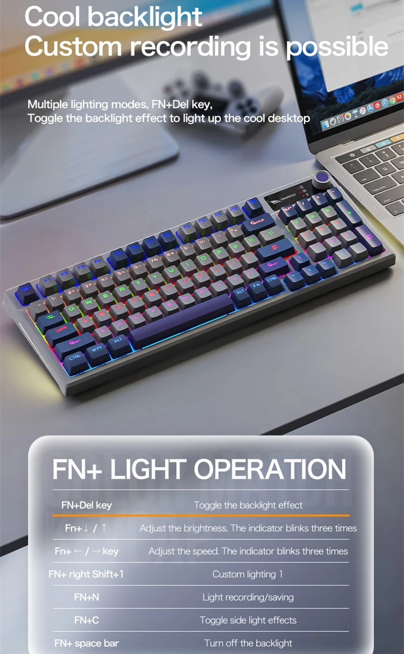 Spaans mechanisch toetsenbord Spaans Russisch Arabisch Koreaans Thais gamingtoetsenbord 95-toetsenindeling Achtergrondverlichting Type C met numpad SK15
