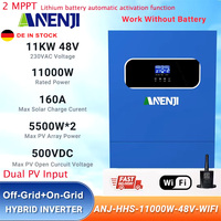 11KW 48V Hybrid Solar Inverter 220VAC Off Grid Tie Inverter Pure Sine Inversor Built-in 160A MPPT Solar Charger Dual PV Input