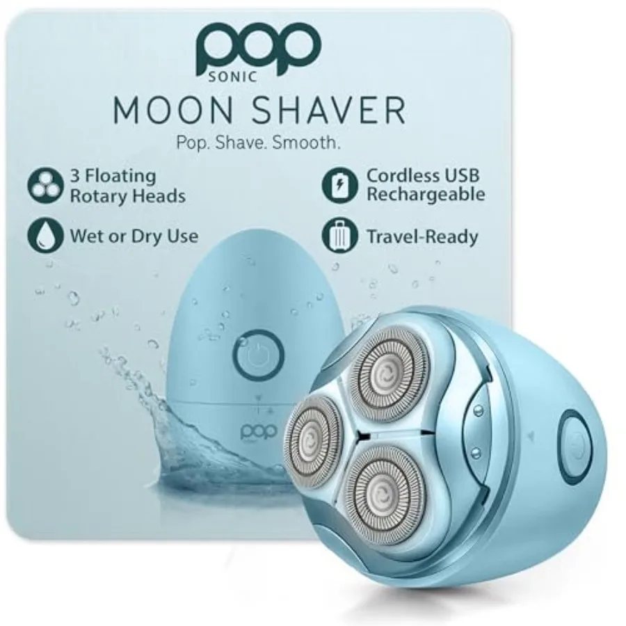

Moon Shaver - Face and Body Shavers for Men and Women - 3 Floating Rotary Heads Face Shaver w/Removable Cap - Long Lasting Lith