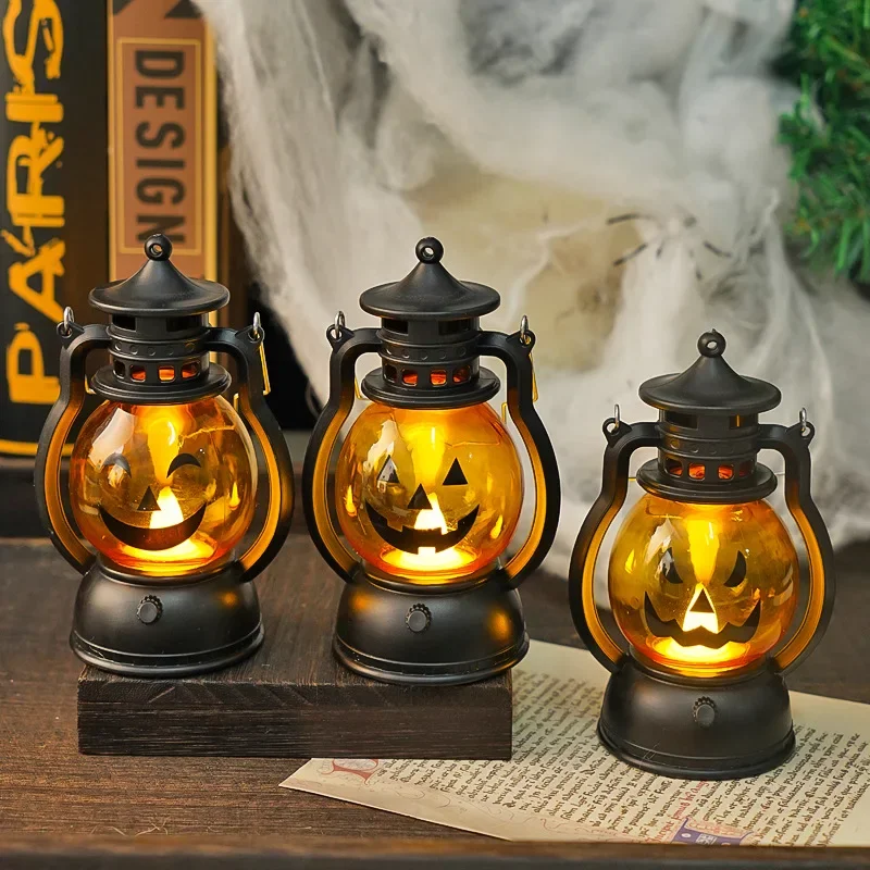 Halloween Decoration LED Pumpkin Lantern Horror Ghost Festival Bar Haunted House Ornaments Halloween Party Wind Lamp Kids Gift