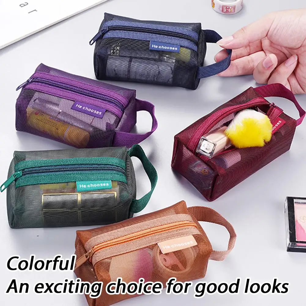 Dark Vintage 3D Square Mesh Coin Bag Nylon Large Capacity Card Organizer Mini Storage Pouch for Keys Lipstick Earphones