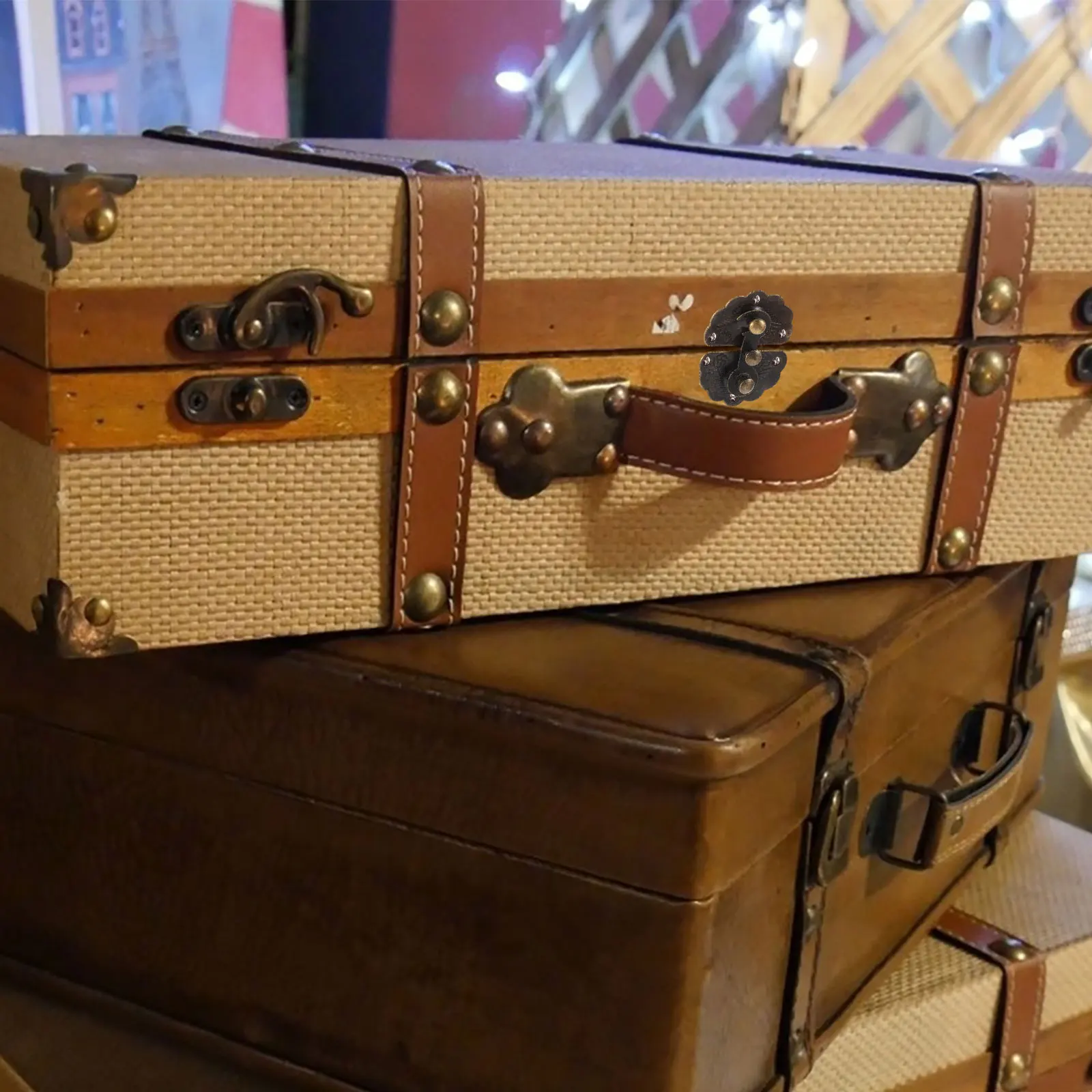 

5pcs Wooden Box Padlock Vintage Hasp Buckle Small Lock Latch Metal Copper Color Storage Jewelry Boxes Hardware