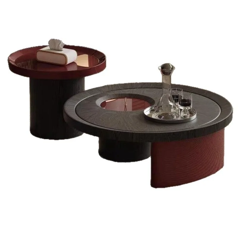 

room round rock slab coffee table home combination designer light luxury modern small apartment advanced simplicity