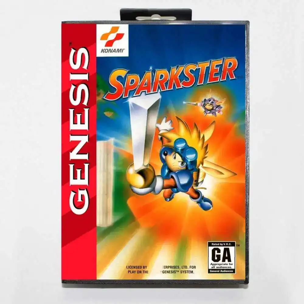 Игровой картридж Sparkster MD с коробкой из США для 16-битной системы Sega Megadrive Genesis