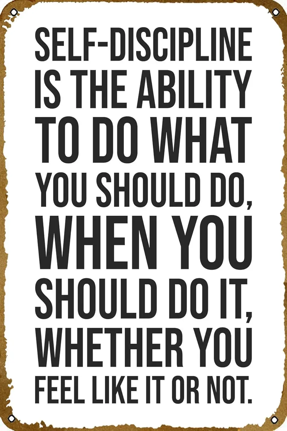 Self Discipline Quote Vintage Sports Poster Metal Tin Sign 8x12in(20x30cm)—Retro Poster gift,bar, cafe, restaurant wall dec sign