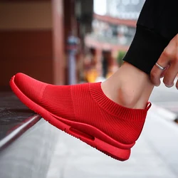 Herenschoenen Voor Sneakers Zomer Ademende Lichte Platte Damesschoenen Antislip Heren Casual Wandelen Sport Luie Schoenen Rode Zapatillas