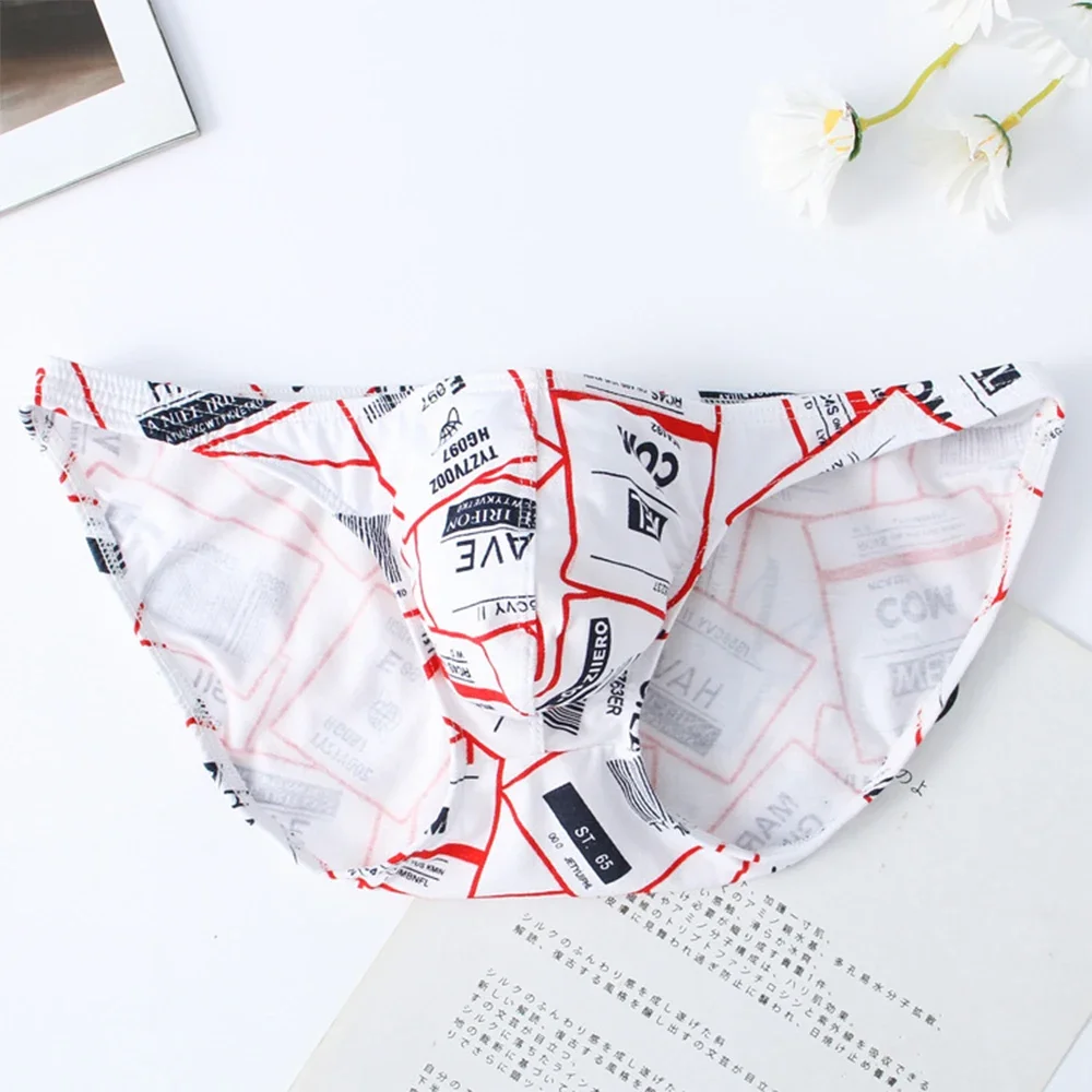 Underpants Mens Briefs Sexy Printed Cotton Low Rise Panties for Men Breathable Briefs in 5 Colors Tag Size L 3XL