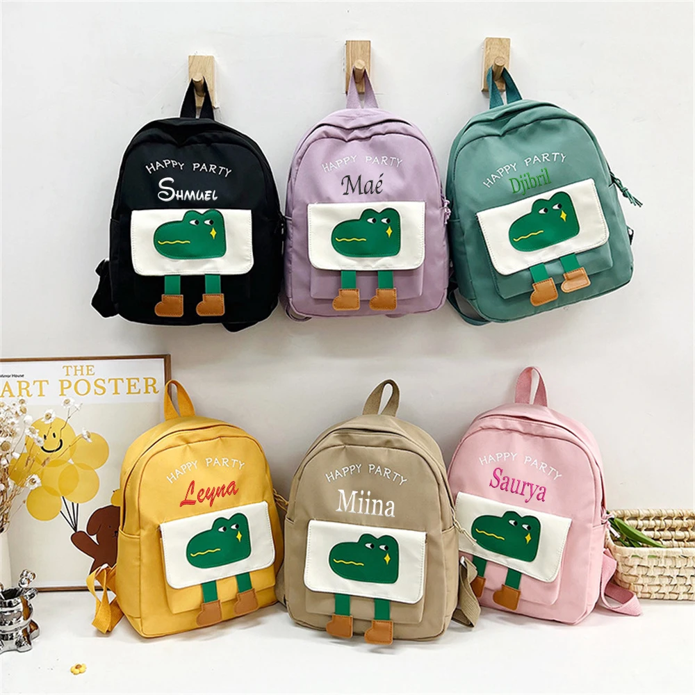 New High School Student Backpack Personalized Name Kindergarten Schoolbag Custom Embroidered Any Name Kid's Dinosaur Backpacks