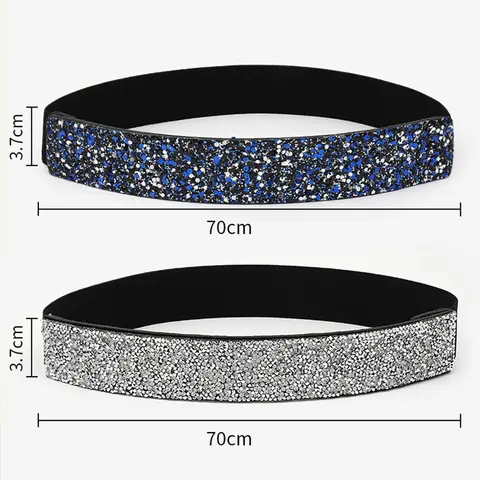 Glänsande Rhinestone Paljett Corst Elastiskt Bälte För Damer Infällda Imitationsdiamant Elastiska Bälten Flash Färg Dammode Klänning 10 best sales strassbälten för aftonklänningar - №7
