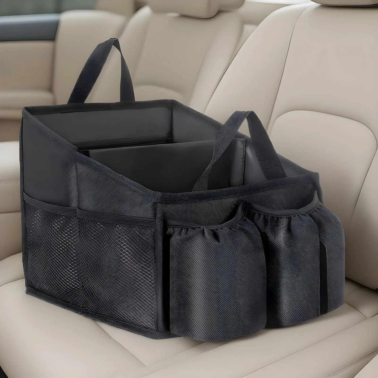 Car seat storage box Foldable Console Storage Caddy with Handle auto Seat Storage Organizer Interior Organizer Accessories