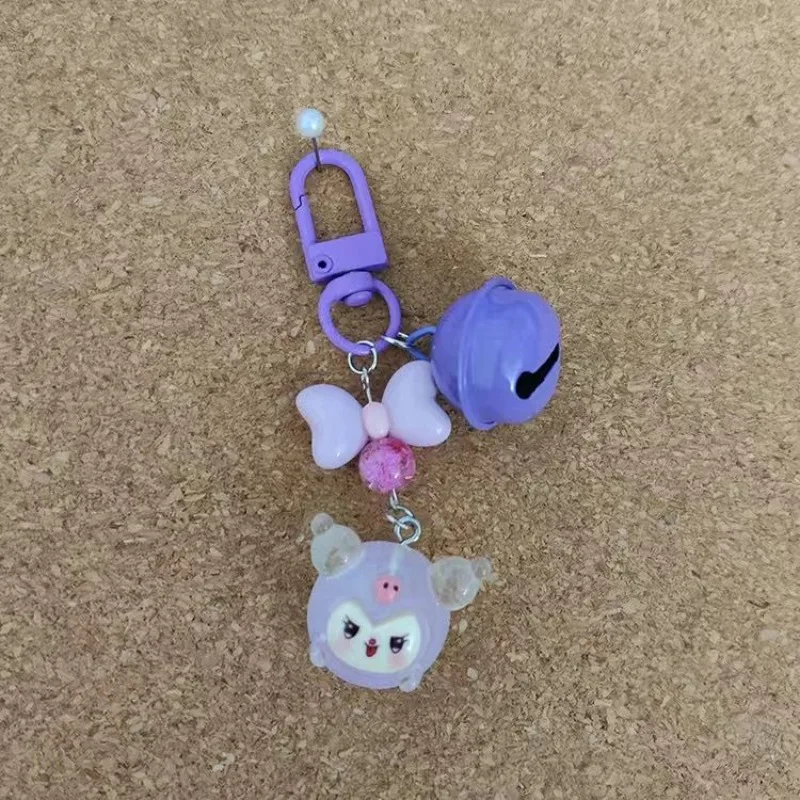 Sanrio Hello Kitty Pendant Bag Charm Glow-in-the-dark Bell Jewelry Resin Keyring Hanging Kuromi Cartoon Night Glow Keychain Gift