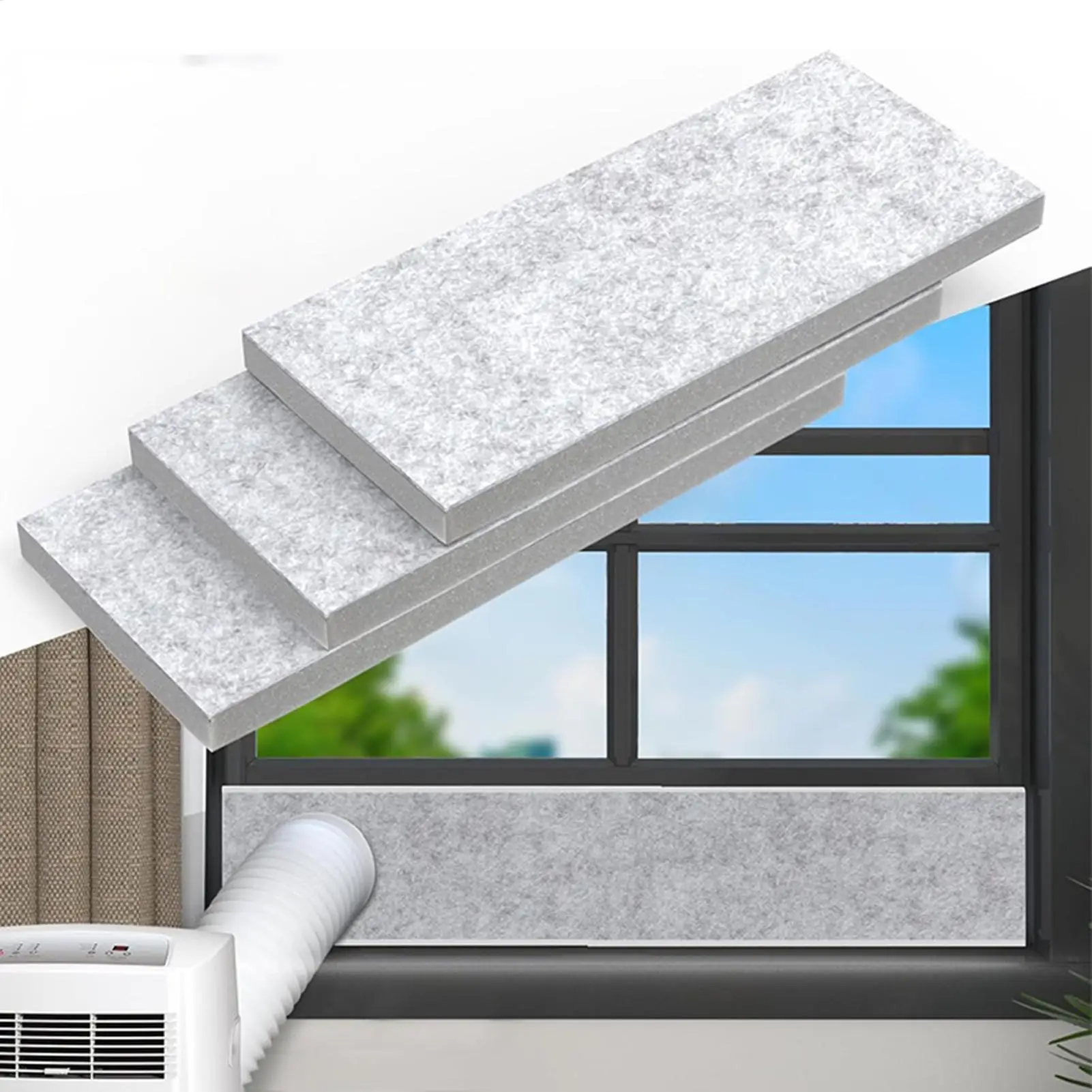 Insulation Foam Panels, AC Window Sealing Kits- Adjustable, Portable Air Conditioner Ventilation Solution Vent Reduce Noise