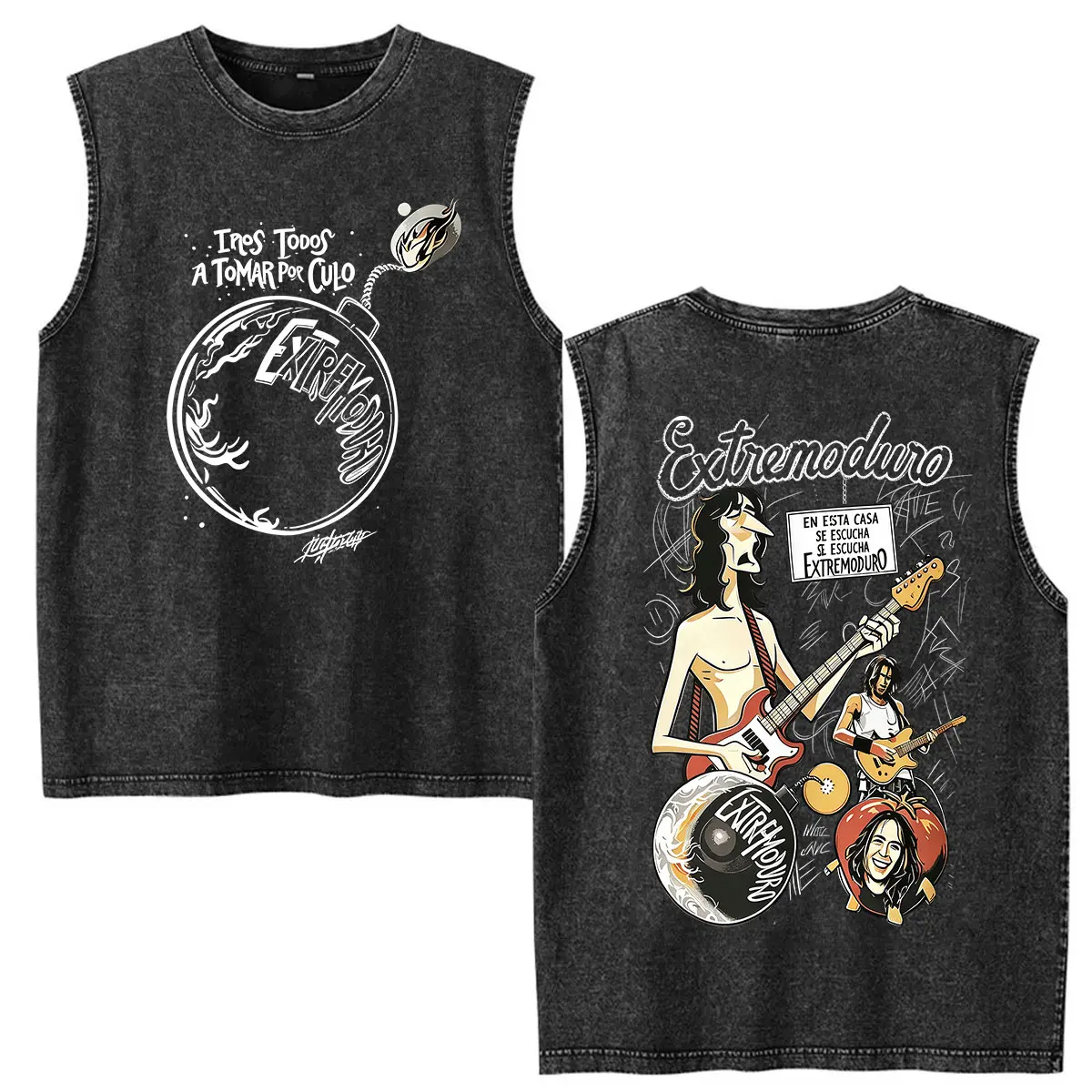 Vintage Washed Ves Extremoduro Rock Band Tour 2026 Print T Shirt Men Women Fashion O-Neck Tank Top 100% Cotton Oversized T-shirt