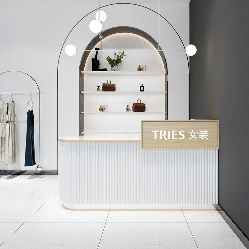 

Стойка для оформления заказов в магазине одежды: Простая современная стойка для женской одежды, стойка из нержавеющей стали, роскошная стойка ресепшн.