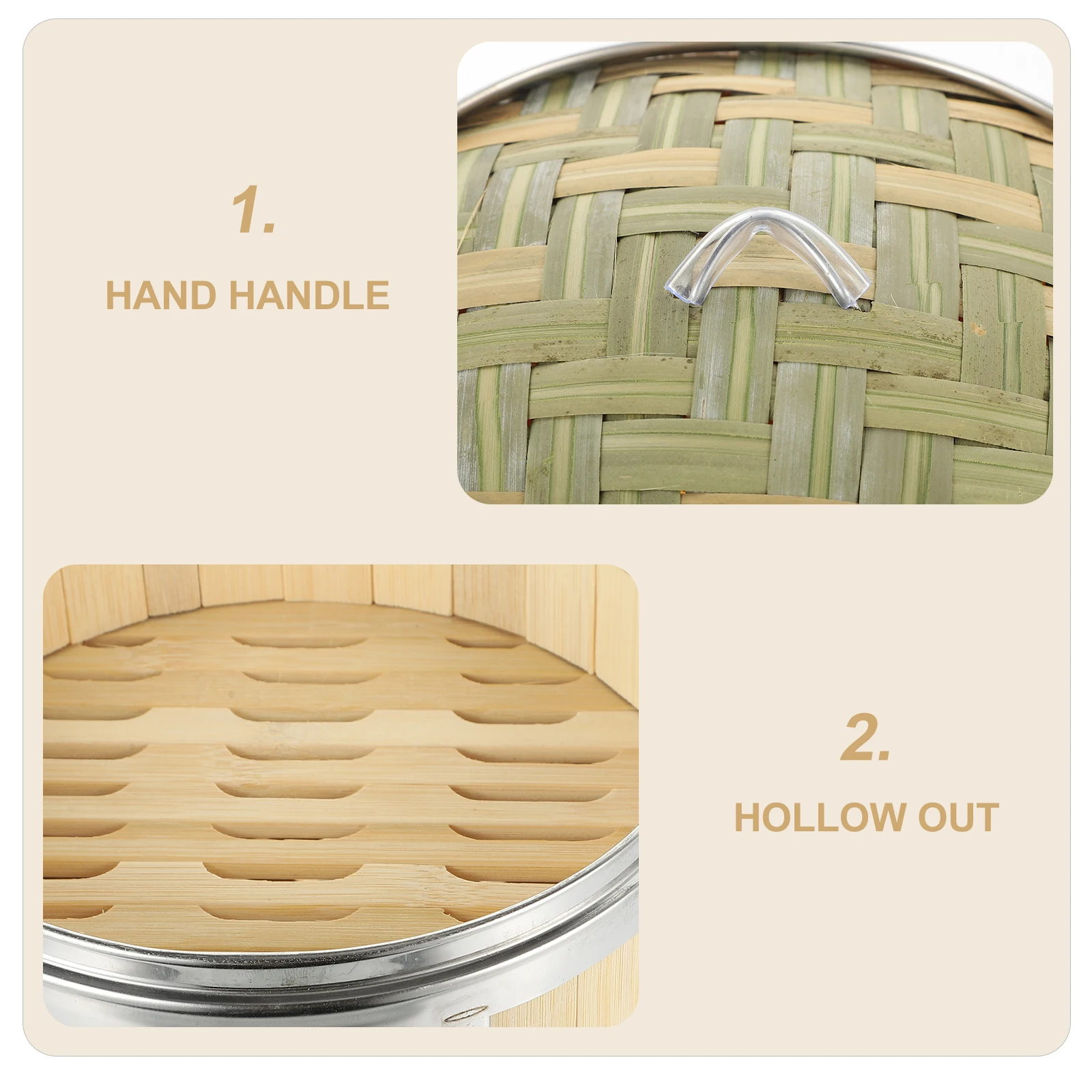 

1 set Bamboo Basket Stainless Steel Dumpling Steamer 18cm Size Safe Material Multi Function Food Grade Corn Potato Rice Egg