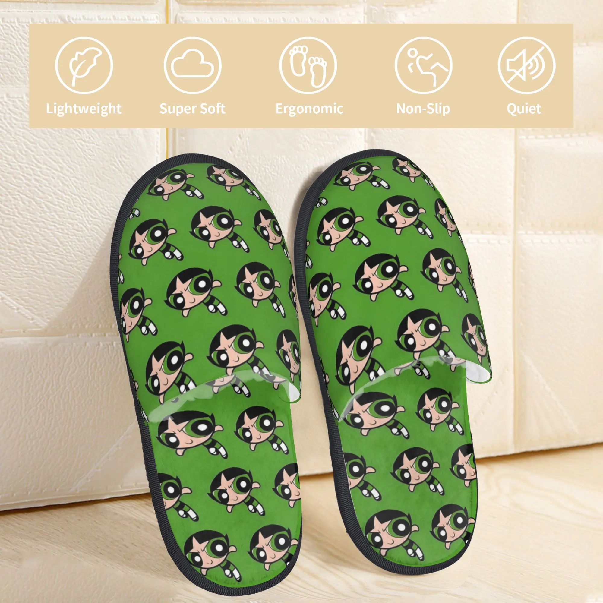Custom Poweres Anime Puffes  House Slippers Women Soft Memory Foam Buttercup Blossom Slip On Hotel Slipper Shoes