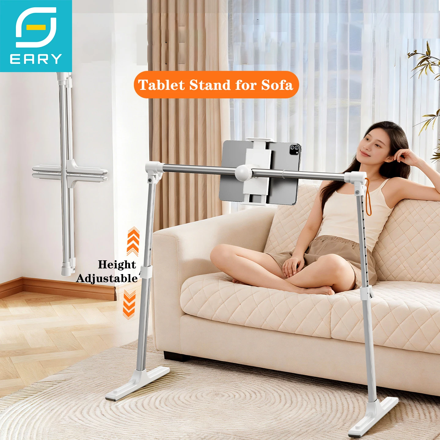 

Держатель для планшета Eary для дивана, подставка для телефона для кровати, регулируемый по высоте складной кронштейн для iPad Air/Pro/Mini для устройств с диагональю 4,7-12,9 дюймов
