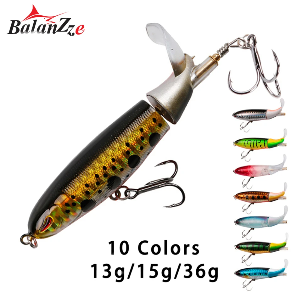 

Balanzze-Whopper Plopper Topwater Floating Lure, Hard Bait Wobblers, Soft Rotating Tail, Fishing Tackle, 13G, 15g, 36g