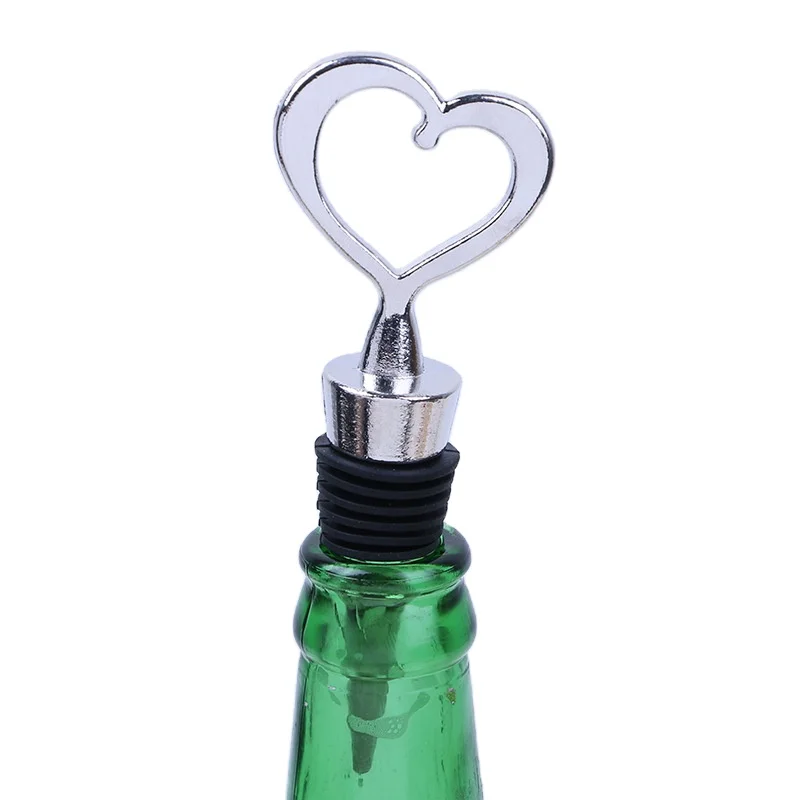 

200Pcs Metal Heart Shaped Red Wine Bottle Vacuum Stopper Twist Heart Shape Beer Champagne Cork Wedding Favors Gifts