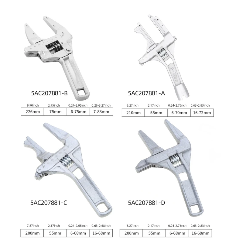 Multifunktionaler verstellbarer Schraubenschlüssel für Badezimmer-Sanitärarbeiten, Reparaturwerkzeug