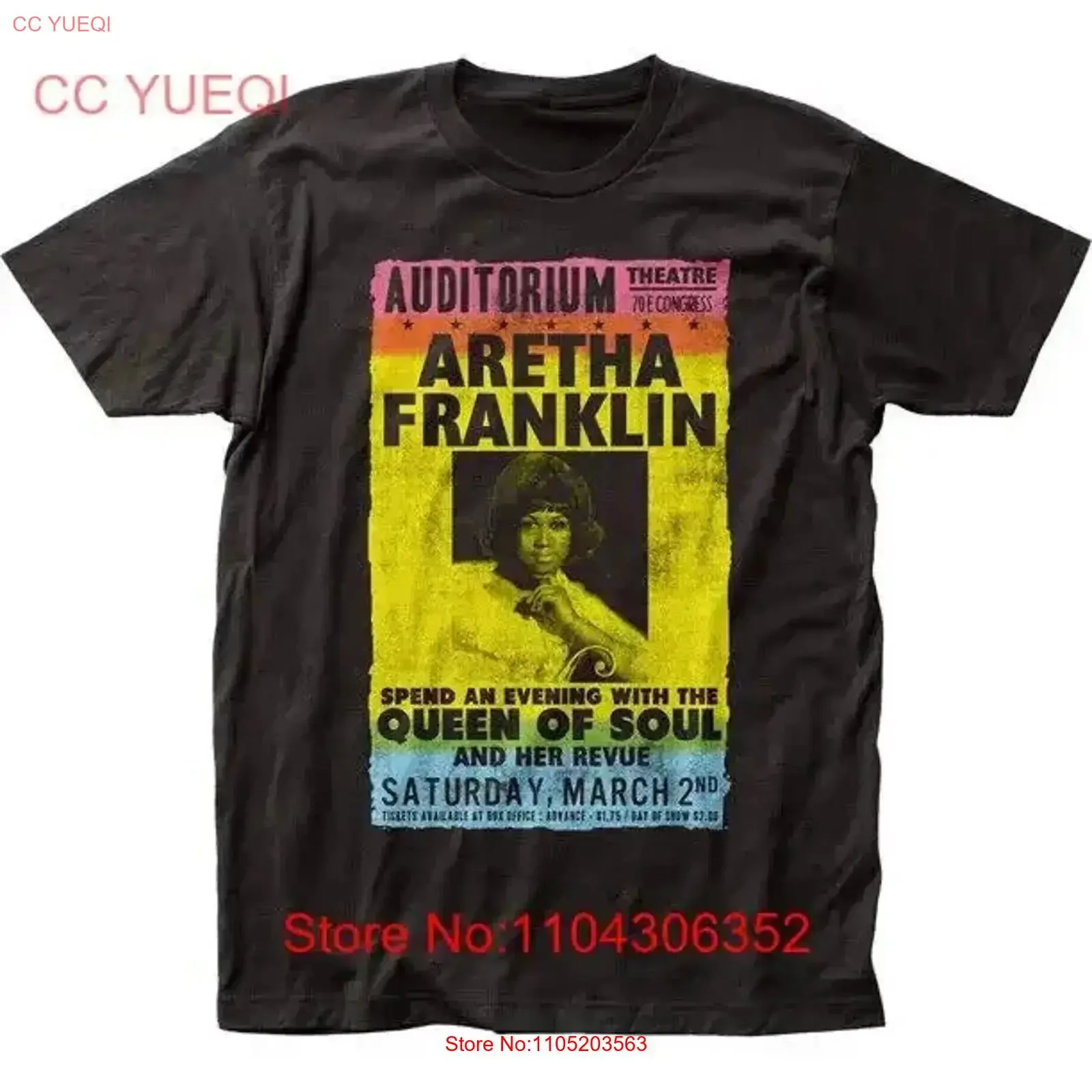 Aretha Franklin Tribute Poster Queen Of Soul Fitted Jersey Men's T Shirt AF05 vintage Washed graphic fashion Versatile Casual