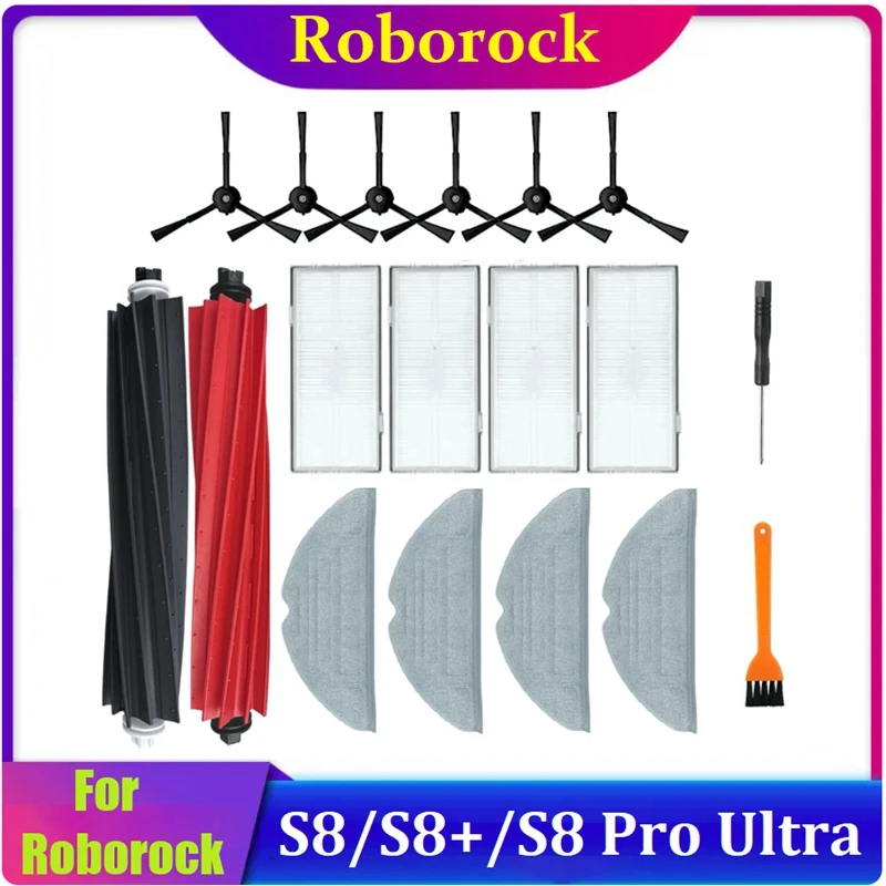 

18PCS Replacement Accessories For Roborock S8/S8+/S8 Pro Ultra Robot Vacuum Cleaner Double Main Brushes Mop Cloth HEPA Filter