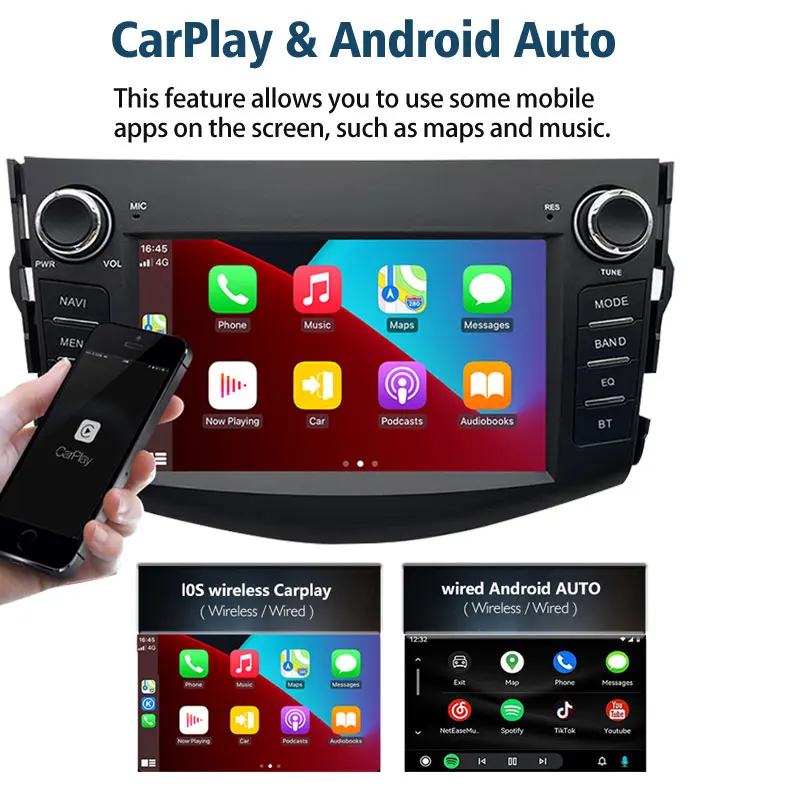 Android Auto Radio For 2006-2012 Toyota RAV4 RAV 4 Car Radio Multimedia Player Android Carplay GPS Navigatio DSP WiFi 2 Din 