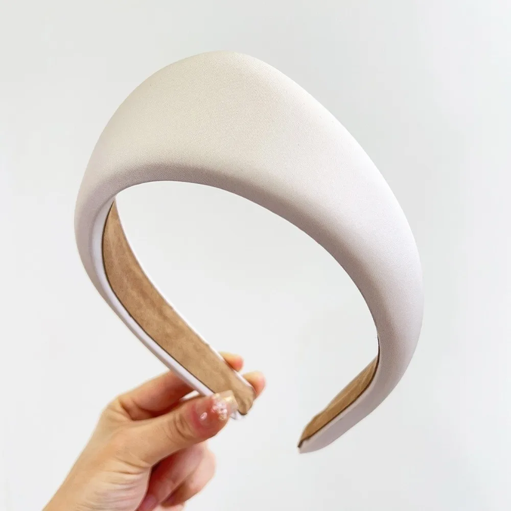 Retro Simple Fabric Women Hairband Elegant Crown Triangle Wide Edge Headband Classic Solid Color Anti Slip Hair Hoop Daily Use