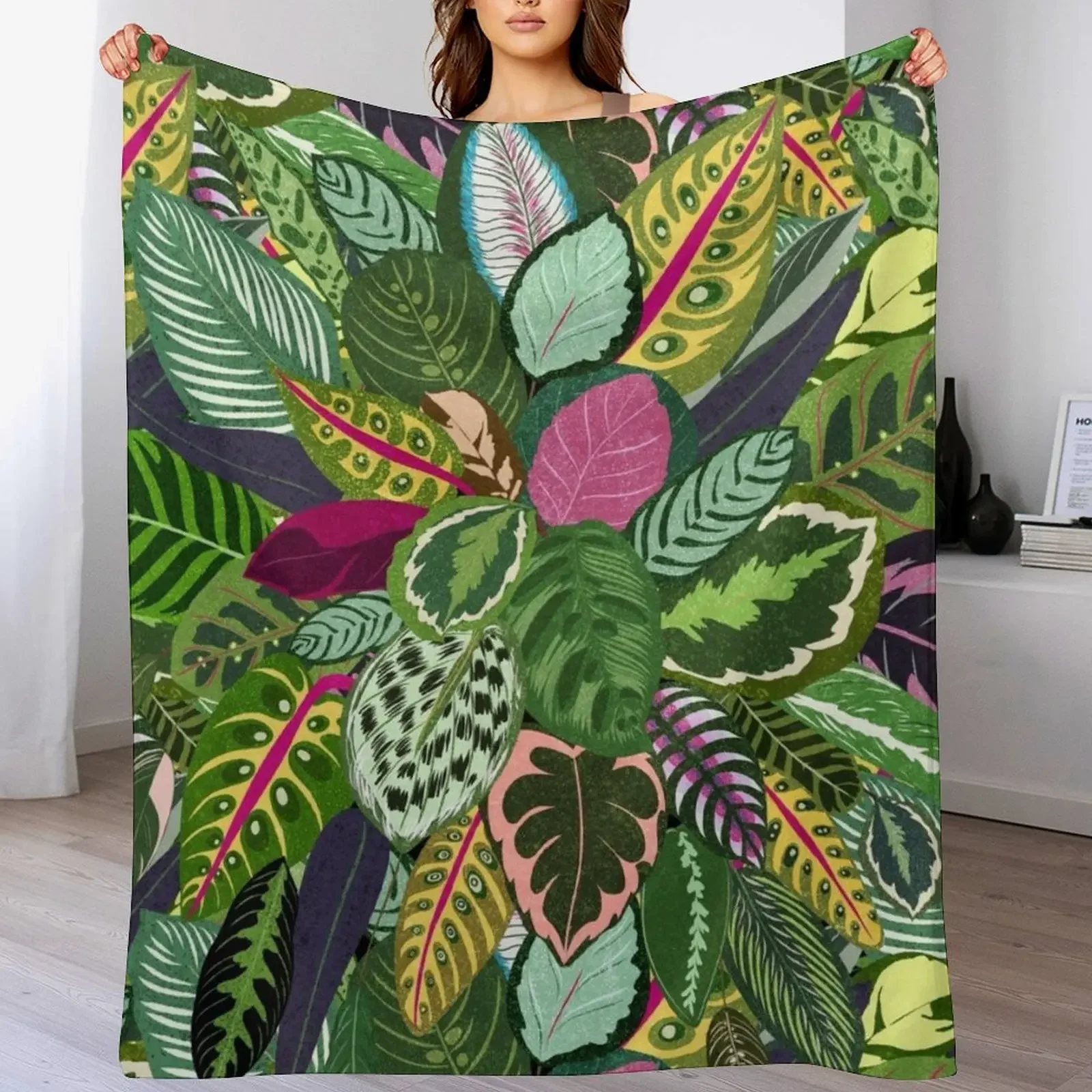 

Prayer Plant Painting Calathea Throw Blanket cosplay anime Flannels christmas decoration Single Blankets